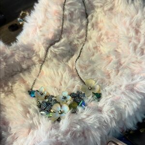 Betsey Johnson Floral Necklace with Blue and Green Accents